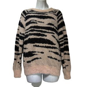 Cotton Emporium Women’s Size L Pink Black Animal Print Sweater